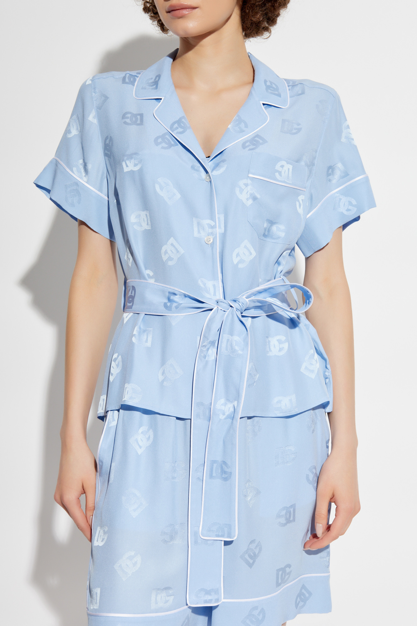Dolce Gabbana♪SALE♪CS1768 Silk twill shirt with polka-dot print in Print for Women